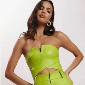 NWT Meshki Perri Faux Leather Corset Top - Lime